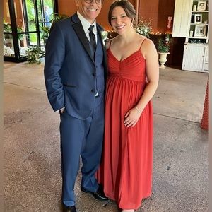 Rust Alia Azazie dress/maxi, slit a-line spaghetti strap dress